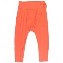 Pantaloni portocalii cu drapaje, din triplu voal