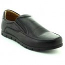 Pantofi Otter negri, din piele naturala cu elastic pentru ajustarea latimii