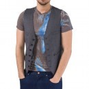 Vesta barbati Marc Ecko Cut Sew Charcoal Pinstriped Vest MECF12-06459