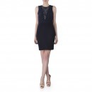 Rochie bleumarin din stofa si dantela A909