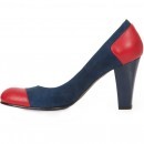 Pantofi albastru cu rosu cu toc inalt din piele naturala model P81