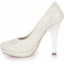Pantofi crem cu toc inalt din piele naturala model PP-8733