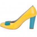 Pantofi turquoise cu galben cu toc inalt din piele naturala model PP-1656