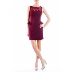 Rochie cu dantela si peplum 960 Grena