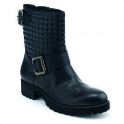 Ghete Image negre din piele naturala, cu toc de 4 cm cu talpa aderenta, in stil rock, pentru tinute cu personalitate