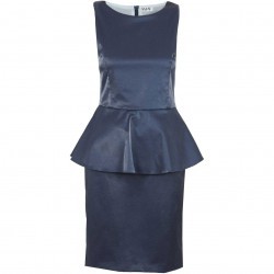 Rochie albastra peplum din satin model D1632