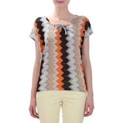 Bluza gri cu orange din jerse si tricot B5004